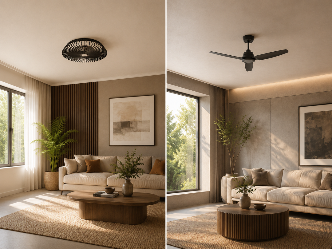 Deckenventilatoren mit Licht in Anwendung im Wohnzimmer