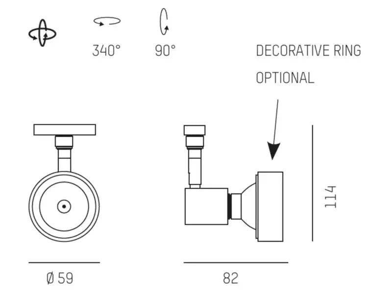 Molto Luce, 2-Phasen Stromschienenstrahler Conte, Skizze, technische Lichtplanung