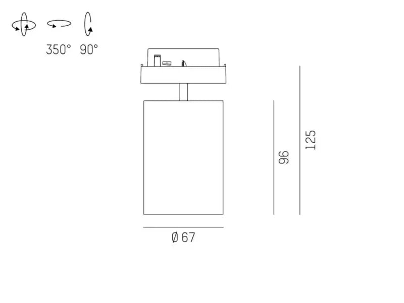 Molto Luce, 2-Phasen Stromschienenstrahler Dash 2, Skizze, technische Lichtplanung