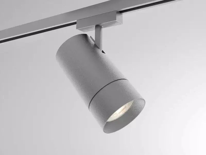 Molto Luce, 2-Phasen Stromschienenstrahler Mova S GU10, Grau, moderne Schienenbeleuchtung