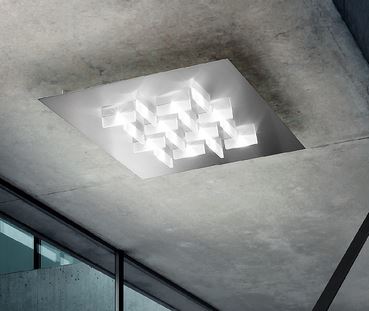 Braga, Cristalli 50x50cm, Inox, hochwertige Deckenbeleuchtung