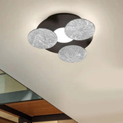 Braga, Deckenleuchte Nuvola 35cm, Blattsilber-Schwarz, moderne Lichtlösung