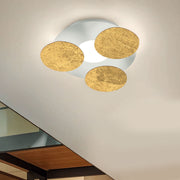 Braga, Deckenleuchte Nuvola 35cm, Blattgold-Weiss, stilvolle Raumbeleuchtung