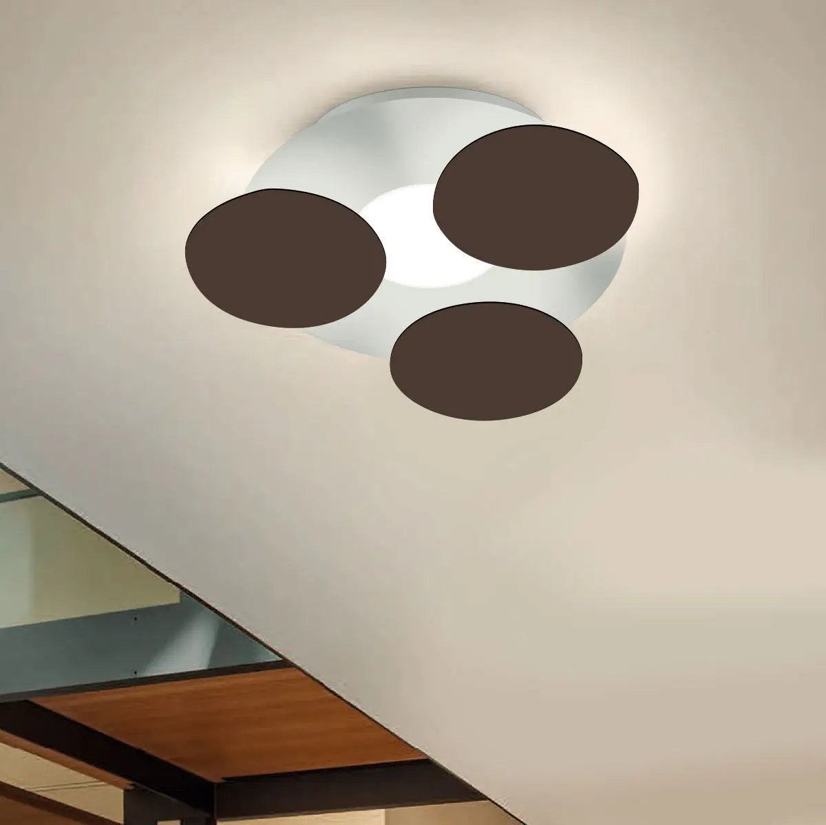 Braga, Deckenleuchte Nuvola 35cm, Corten-Weiss, moderne Deckenbeleuchtung