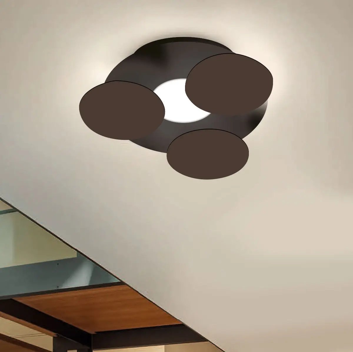 Braga, Deckenleuchte Nuvola 35cm, Corten-Schwarz, stilvolle Lichtlösung