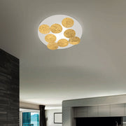 Braga, Deckenleuchte Nuvola 60cm, Blattgold Weiss, stilvolle Raumbeleuchtung