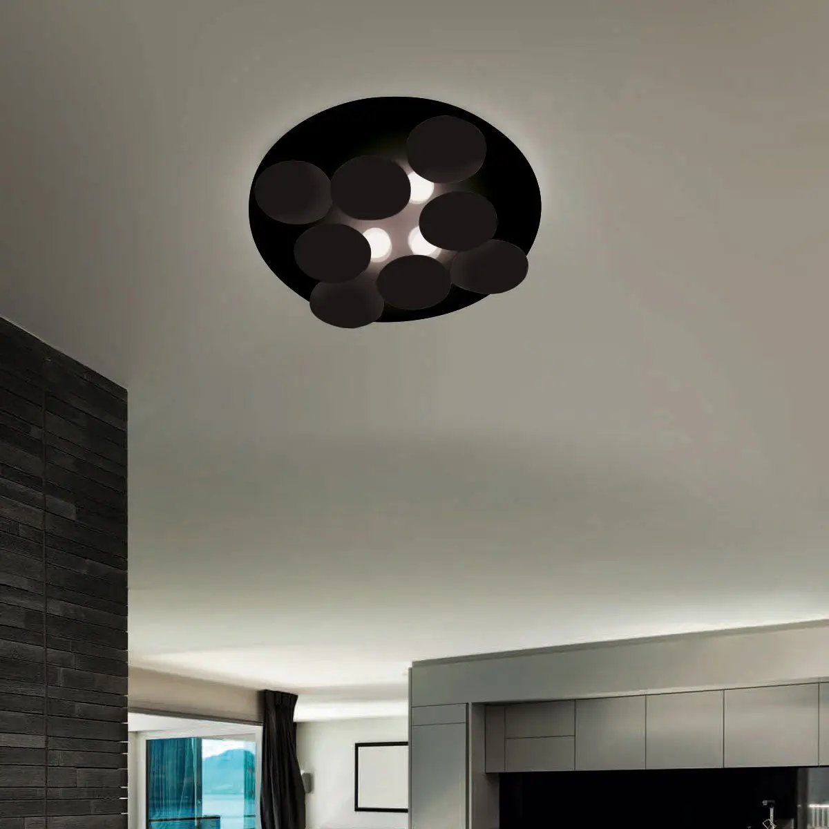 Braga, Deckenleuchte Nuvola 60cm, Schwarz Schwarz, moderne Raumbeleuchtung