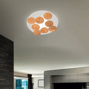 Braga, Deckenleuchte Nuvola 60cm, Blattkupfer Weiss, moderne Lichtlösung