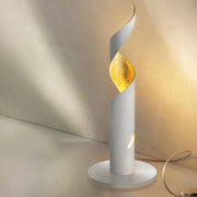 Braga, Tischleuchte Truciolo klein 37cm, Weiss-Blattgold, stilvolle Tischbeleuchtung