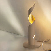 Braga, Tischleuchte Truciolo klein 37cm, Taupe-Blattgold, stilvolle Raumbeleuchtung