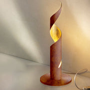 Braga, Tischleuchte Truciolo klein 37cm, Rost-Blattgold, stilvolle Tischleuchte