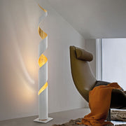 Braga, Stehleuchte Truciolo LED, Weiss-Blattgold, stilvolle Lichtlösung