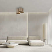 Pure, Deckenleuchte Point, dreiflammig Bronze Raumbild, moderne Akzentbeleuchtung