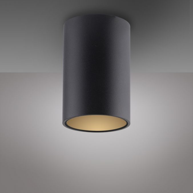 Pure, Deckenleuchte Point, einflammig lang Schwarz Detail, stilvolle Lichtlösung