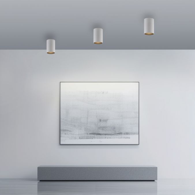 Pure, Deckenleuchte Point, einflammig lang Weiss Raumbild, stilvolle Raumbeleuchtung