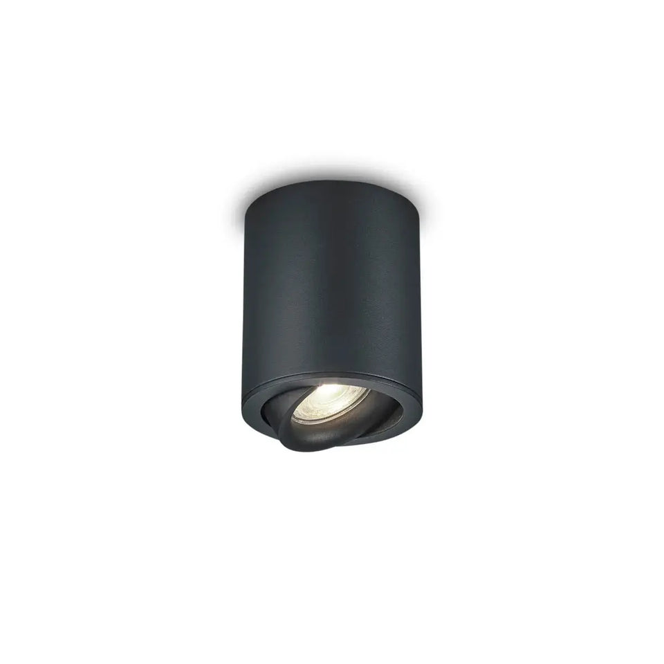 Dodo Aufbaustrahler GU10-Fassung, schwarzes minimalistisches Design, flexible Lichtausrichtung