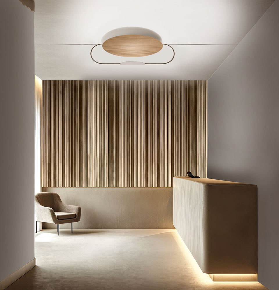 Icone, Wand-/Deckenleuchte Eterea, 60cm Nussbaum Weiss-Braun, moderne Wandbeleuchtung