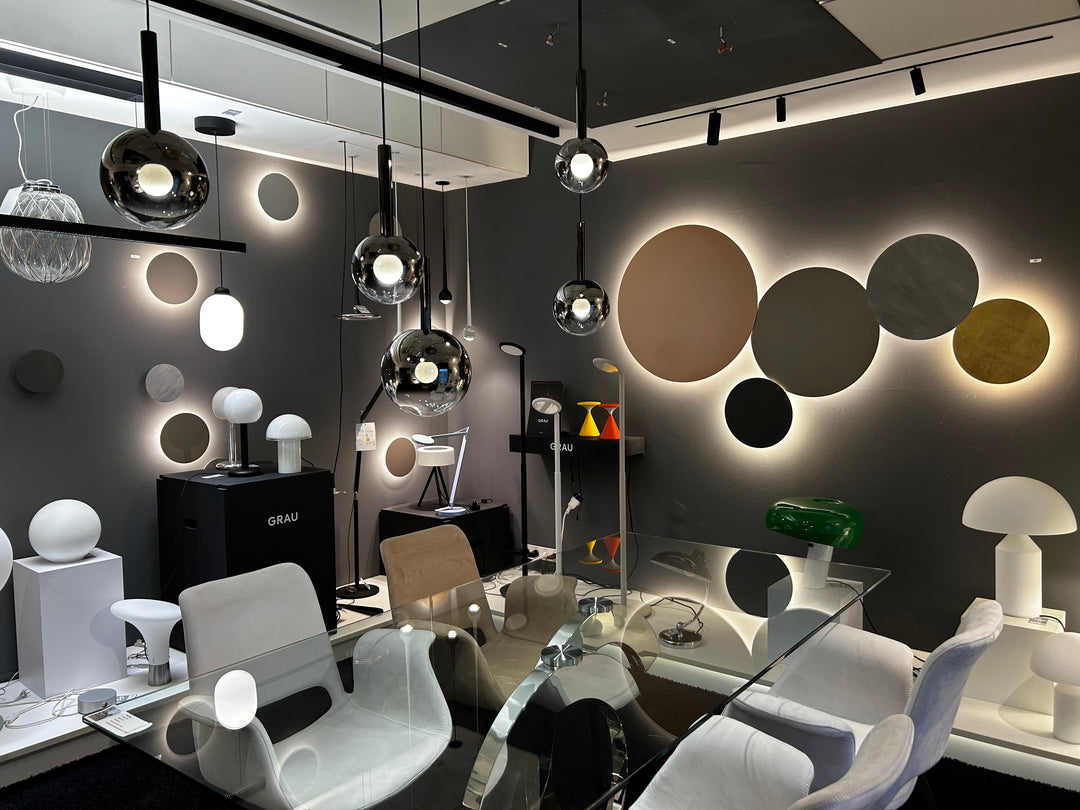 5 Sterne Kraus Showroom Sasbach, Auswahl führender Leuchtenhersteller, Pendelleuchten, Wandleuchten