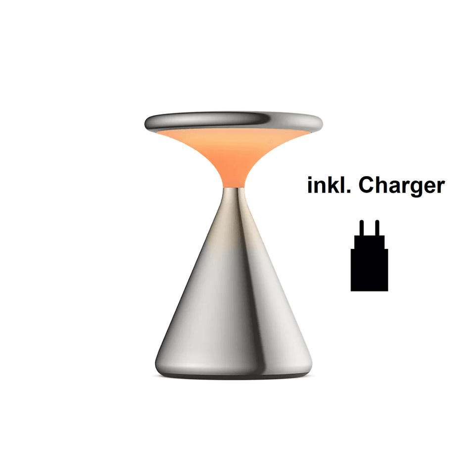 Akkuleuchte Salt Chrom, moderne Tischlampe mit Ladekabel, Home & Garden Beleuchtung
