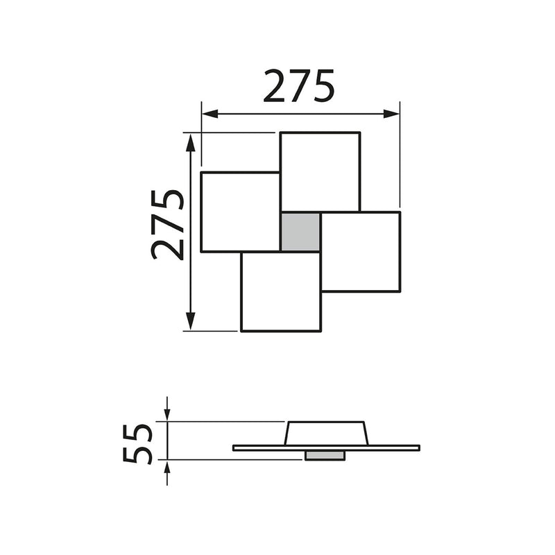 LED-Wand-/Deckenleuchte CREO, 4-flg quadratisch