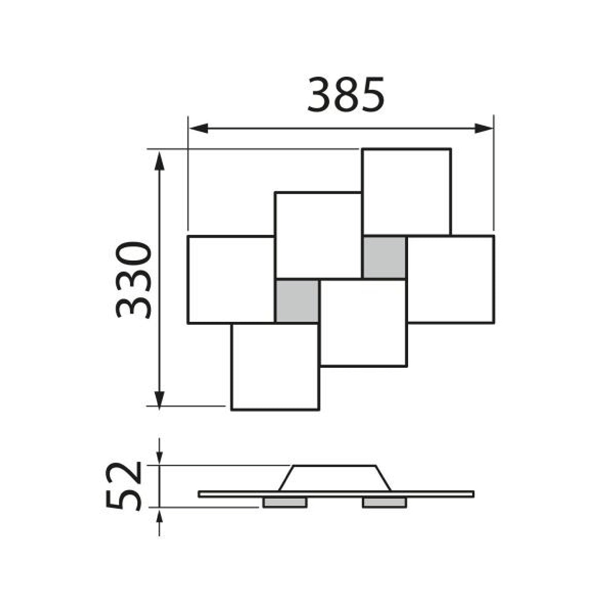 Grossmann, LED-Wand-/Deckenleuchte CREO 2-flg., Skizze, technische Lichtplanung