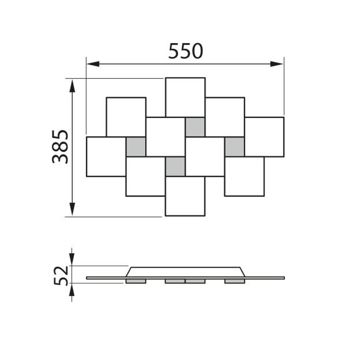 Grossmann, LED-Wand-/Deckenleuchte CREO 4-flg., Skizze, technische Lichtplanung