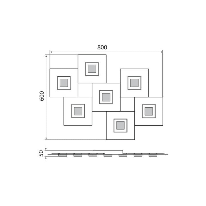 Wall/ceiling light Karree 7-light