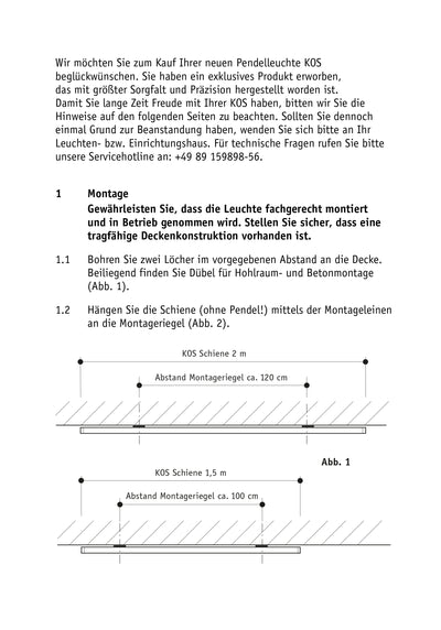 Pendelleuchte KOS Quattro 200cm