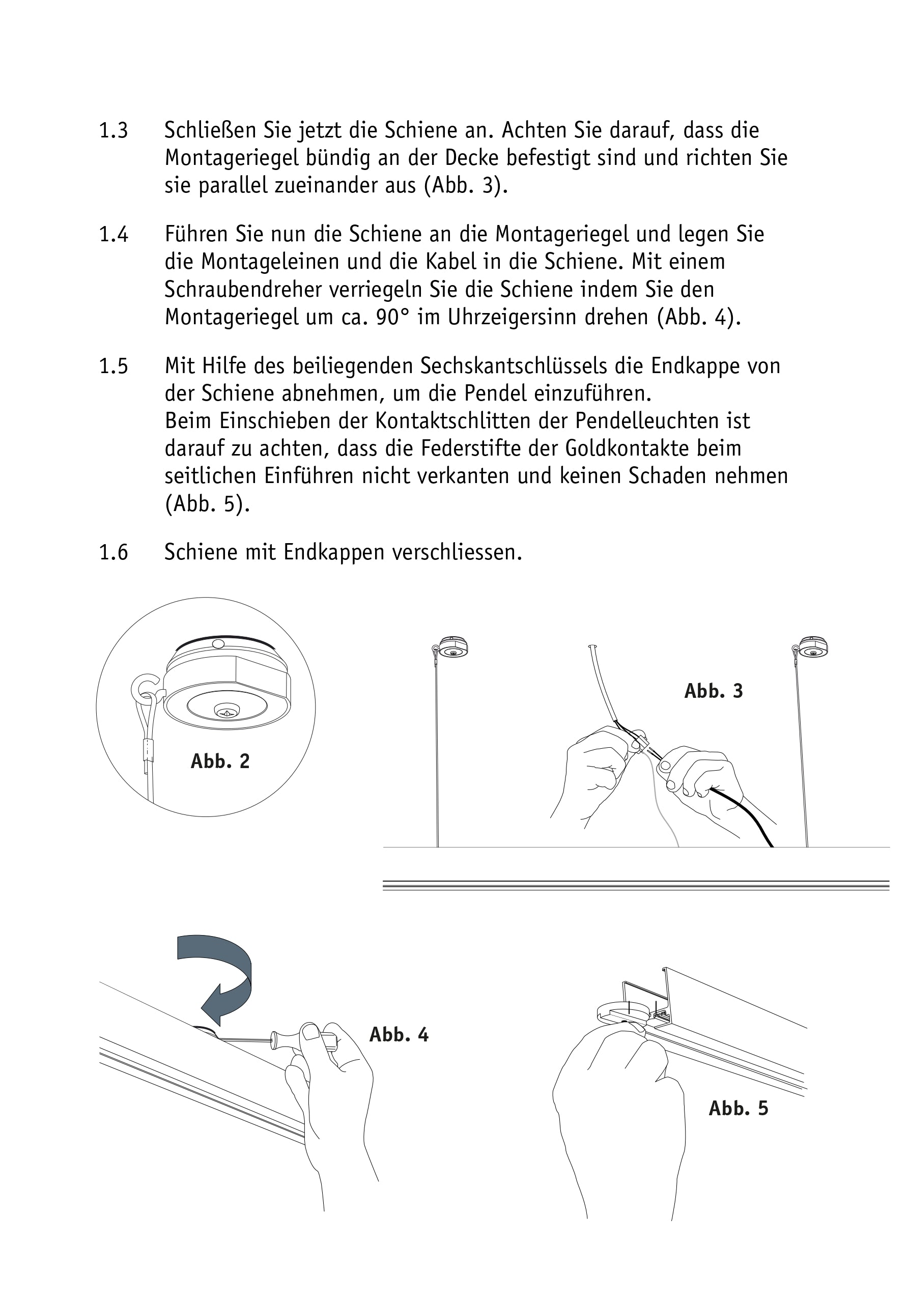 Komot, Pendelleuchte KOS Quattro 200cm, Montageanleitung Seite 3