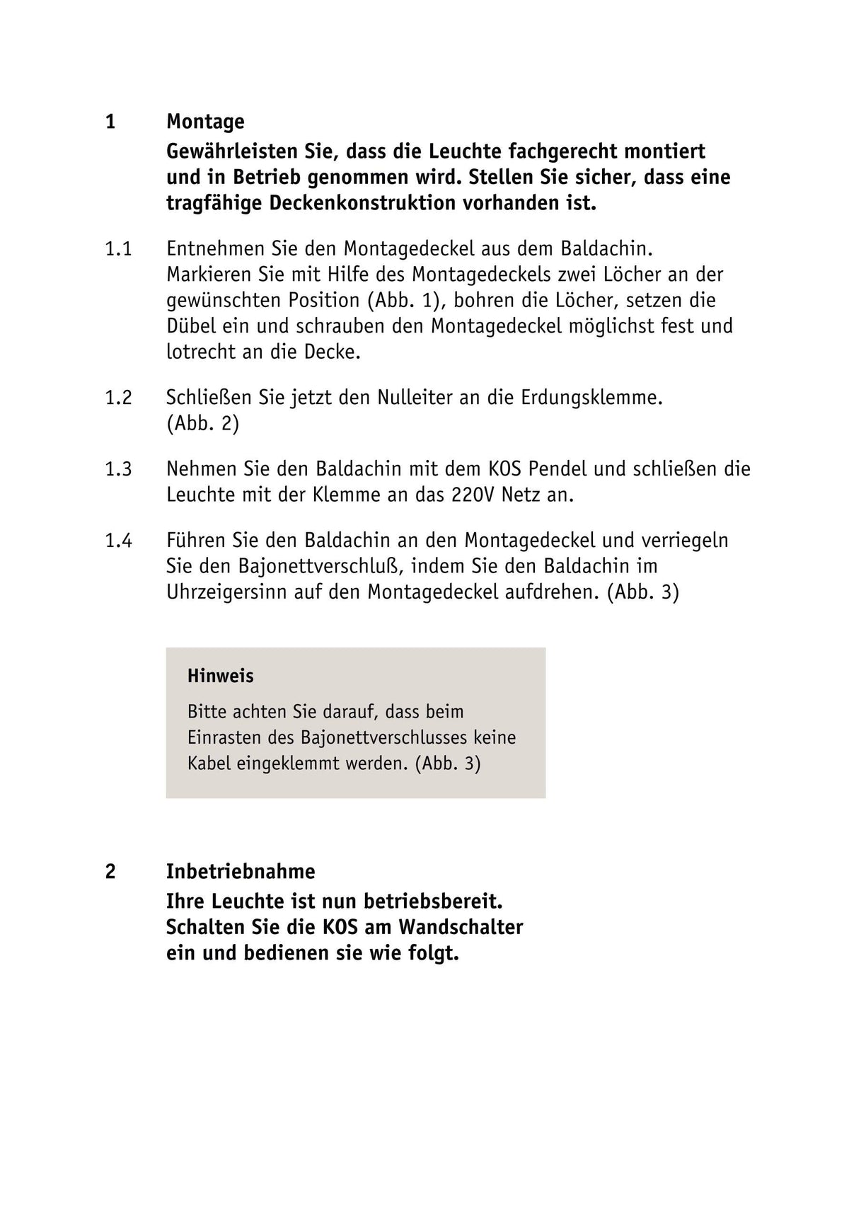 Komot, Pendelleuchte KOS Solo, Montageanleitung Seite 2