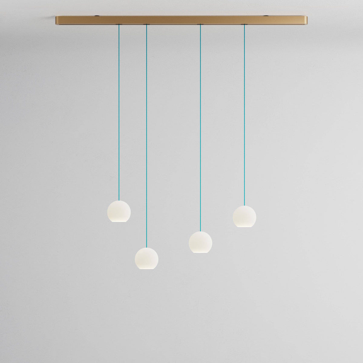 Komot, Pendelleuchte KOS Quattro 150cm, Gold-Blau, Produktbild kleines Glas