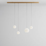 Komot, Pendelleuchte KOS Quattro 150cm, Gold-Edelstahl, Produktbild gemischte Gläser