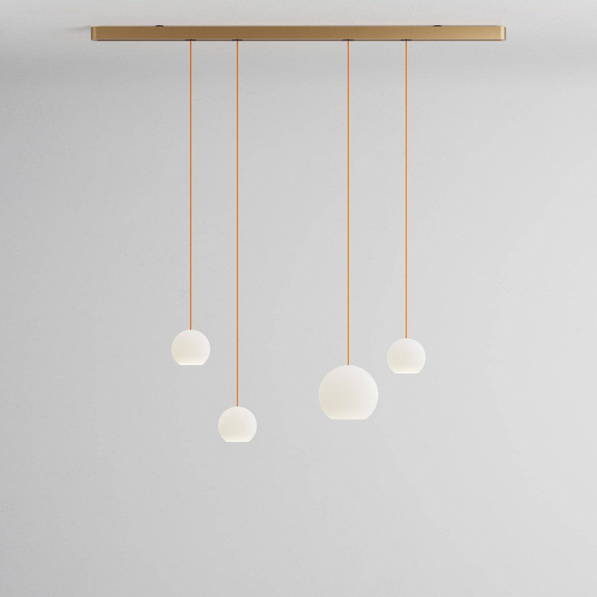 Komot, Pendelleuchte KOS Quattro 150cm, Gold-Orange, Produktbild gemischte Gläser