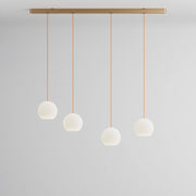 Komot, Pendelleuchte KOS Quattro 150cm, Gold-Orange, Produktbild großes Glas