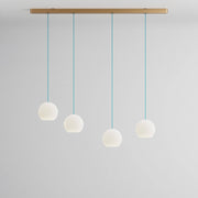 Komot, Pendelleuchte KOS Quattro 150cm, Gold-Petrol, Produktbild großes Glas