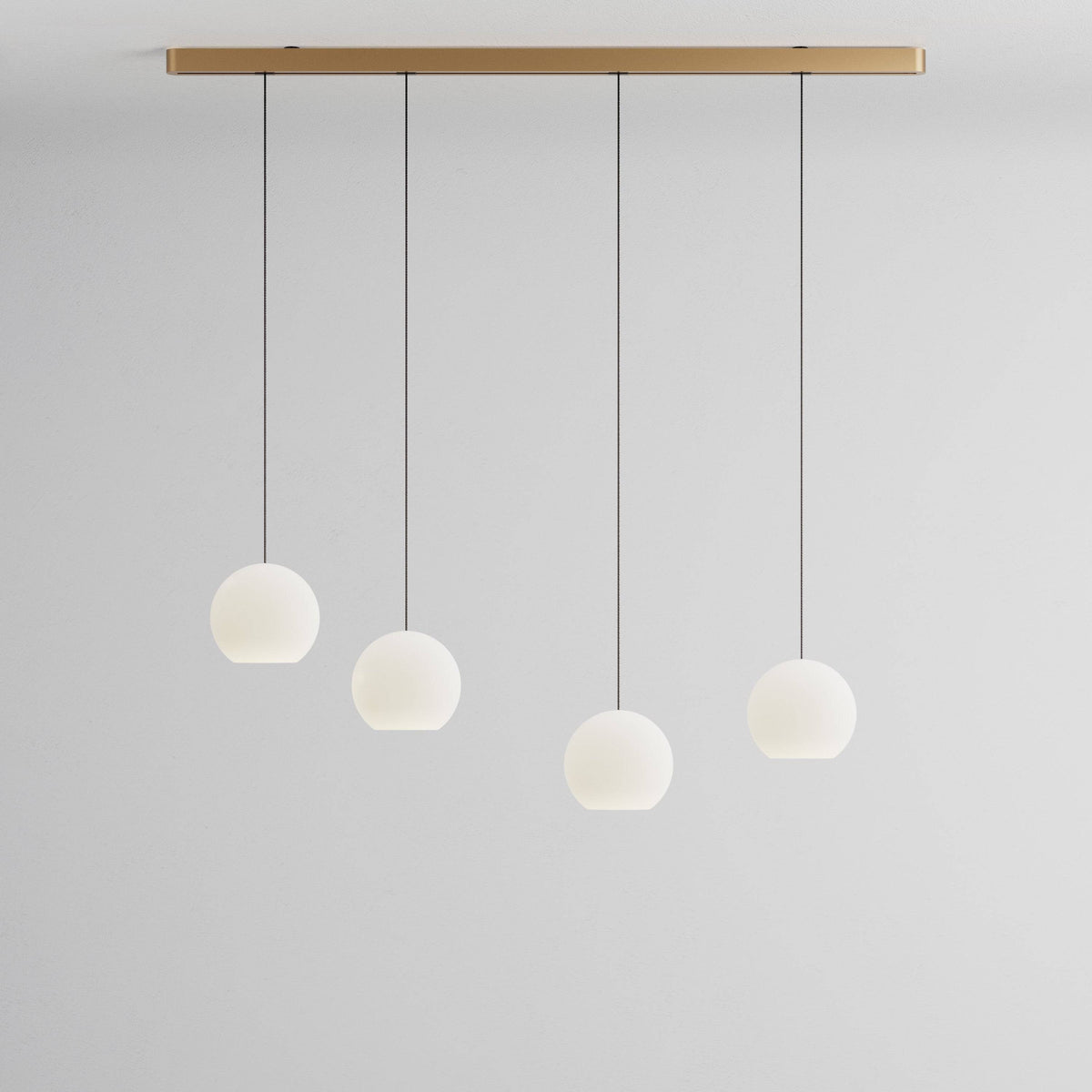Komot, Pendelleuchte KOS Quattro 150cm, Gold-Schwarz, Produktbild großes Glas