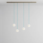 Komot, Pendelleuchte KOS Quattro 150cm, Nickel-Blau, Produktbild kleines Glas