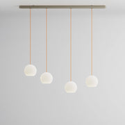 Komot, Pendelleuchte KOS Quattro 150cm, Nickel-Orange, Produktbild großes Glas