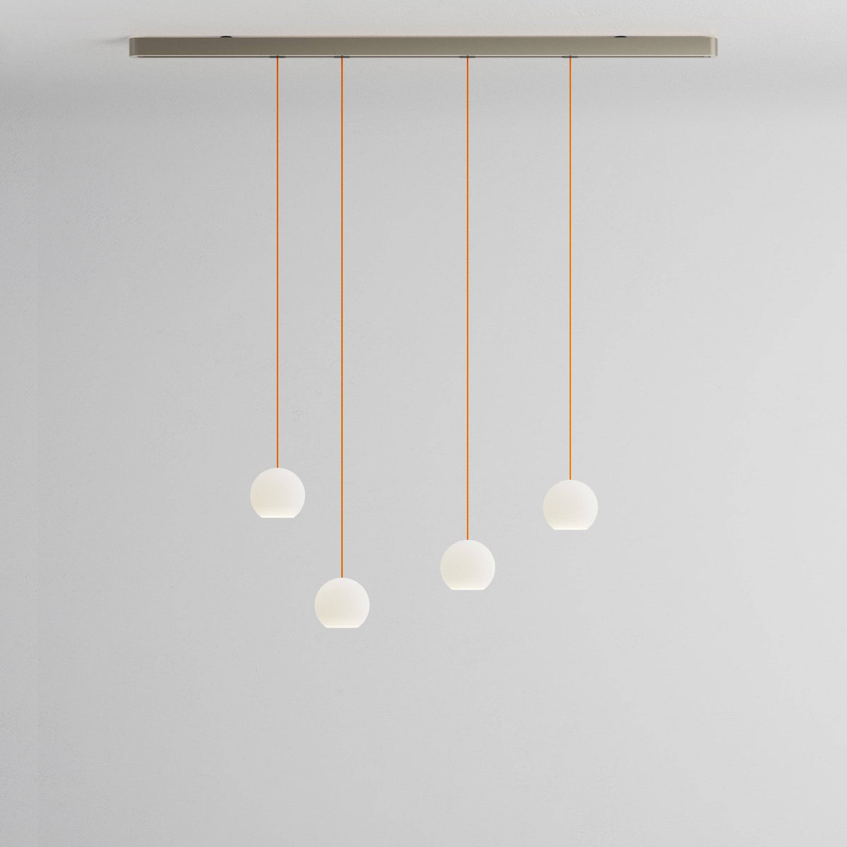 Komot, Pendelleuchte KOS Quattro 150cm, Nickel-Orange, Produktbild kleines Glas