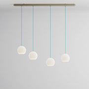 Komot, Pendelleuchte KOS Quattro 150cm, Nickel-Petrol, Produktbild großes Glas