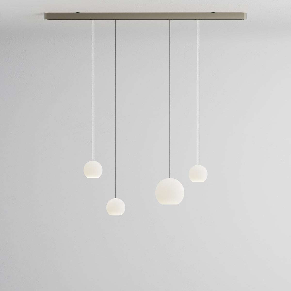 Komot, Pendelleuchte KOS Quattro 150cm, Nickel-Schwarz, Produktbild gemischte Gläser