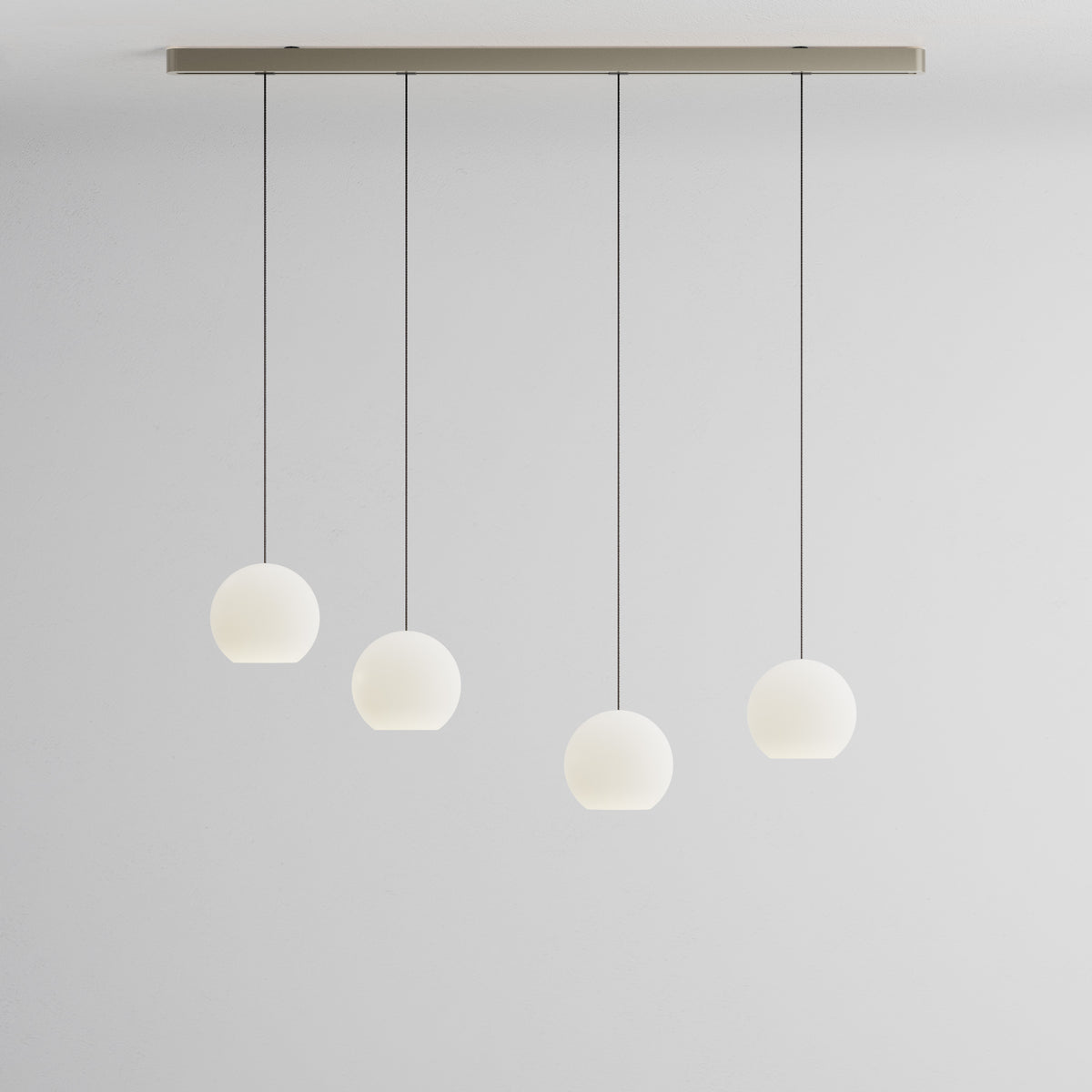 Komot, Pendelleuchte KOS Quattro 150cm, Nickel-Schwarz, Produktbild großes Glas
