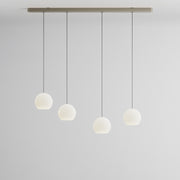 Komot, Pendelleuchte KOS Quattro 150cm, Nickel-Schwarz, Produktbild großes Glas
