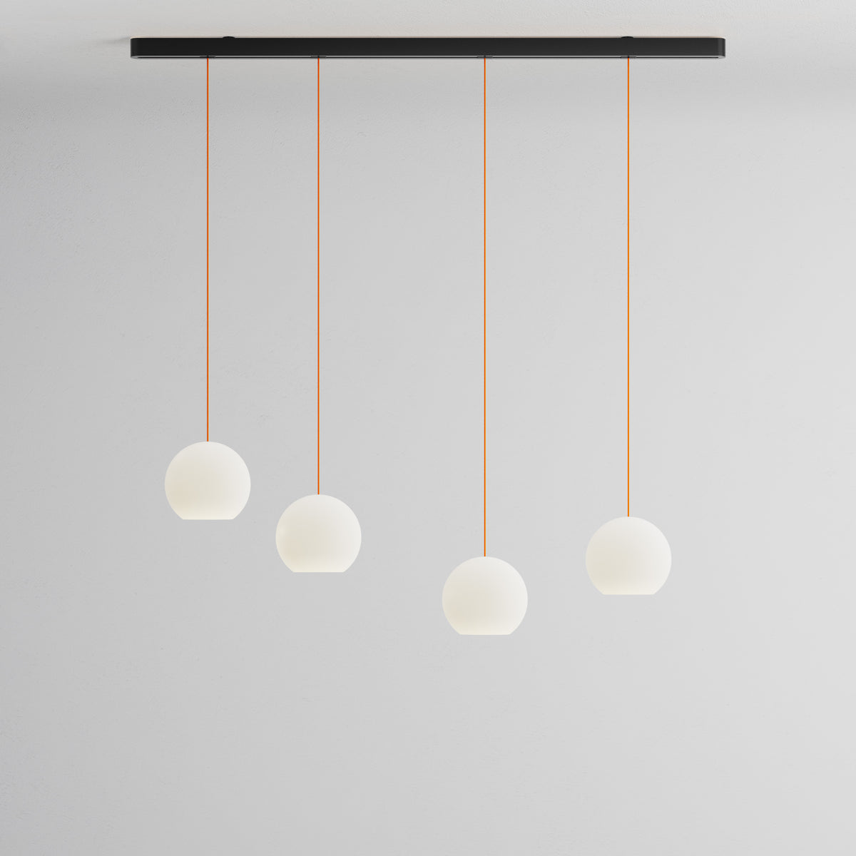 Komot, Pendelleuchte KOS Quattro 150cm, Schwarz-Orange, Produktbild großes Glas