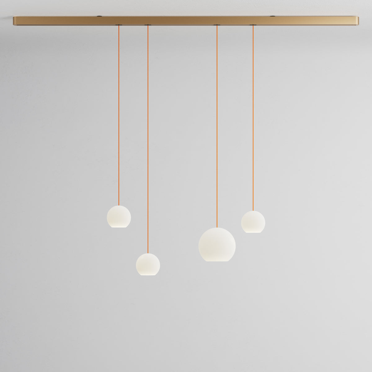 Komot, Pendelleuchte KOS Quattro 200cm, Gold-Orange, Produktbild gemischte Gläser