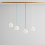 Komot, Pendelleuchte KOS Quattro 200cm, Gold-Petrol, Produktbild großes Glas