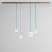 Komot, Pendelleuchte KOS Quattro 200cm, Nickel-Blau, Produktbild gemischte Gläser