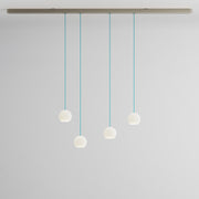 Komot, Pendelleuchte KOS Quattro 200cm, Nickel-Blau, Produktbild kleines Glas