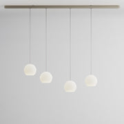 Komot, Pendelleuchte KOS Quattro 200cm, Nickel-Edelstahl, Produktbild großes Glas