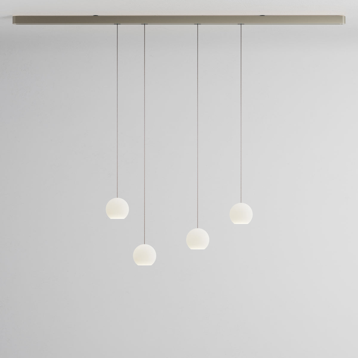 Komot, Pendelleuchte KOS Quattro 200cm, Nickel-Edelstahl, Produktbild kleines Glas